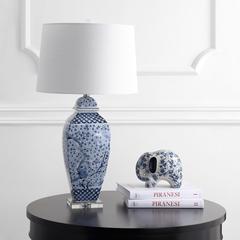 Braeden Table Lamp, Blue/White