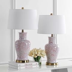 Calli Table Lamp, Pink/White