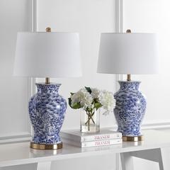 Alona Table Lamp, Blue/White