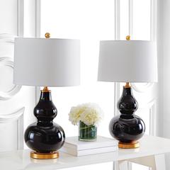 Karlen Table Lamp, Black/Gold Leaf