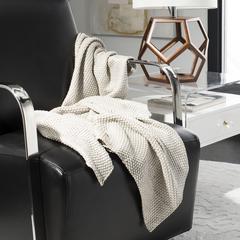 Tickled Grey Knit Throw, Palewisper