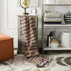 Candy Stripe Knit Throw, Light Grey/Dark Grey/Orange/Pink
