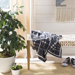 Unity Gingham Knit Throw, Dark Grey/Medium Grey/Ivory