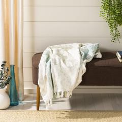 Nicola Metallic Throw, White/ Blue/ Silver