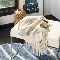 Voleta Metallic Throw, White/Grey/Gold