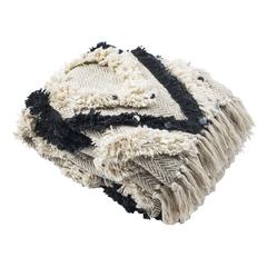 Lila Grace Fringe Throw, Beige/Black