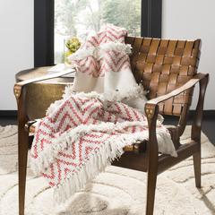 Sydney Fringe Throw, Orange/White