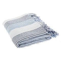 Brenton Fringe Throw, Blue/White