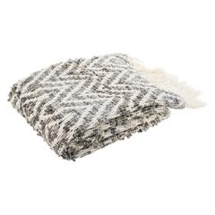 Santi Fringe Throw, Grey/White, THR905A-5060