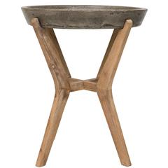 Celeste Indoor/Outdoor Modern Concrete Round 21.2-Inch H End Table