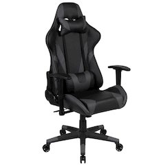 X20 Gaming Chair Racing Office Ergonomic Computer PC Adjustable Swivel Chair with Fully Reclining Back in Gray LeatherSoft