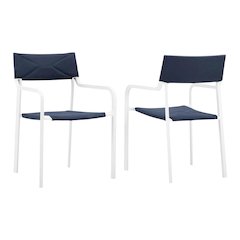 Outdoor Patio Aluminum Armchair Set Of 2 With Stackable Design For Lounge Use