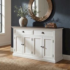 Halifax Accent White Distress & Deep Brown Classic Buffet