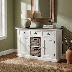Halifax Contrast Classic White & Black Buffet with 2 Baskets