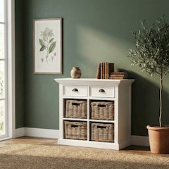 Halifax Classic White Medium Buffet with Basket Set