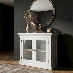 Halifax Classic White Display Buffet with 2 Glass Doors