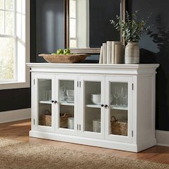 Halifax Classic White Display Buffet with 4 Glass Doors