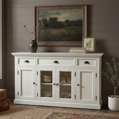 Halifax Classic White Buffet with 4 Doors 3 Drawers