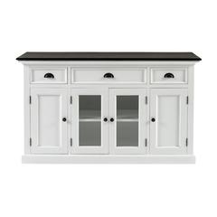 Two-Tone Classic Buffet with Glass Doors and Drawers, Belen Kox