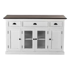 Shaker Style White Distress & Buffet with Glass Doors & Drawers, Belen Kox