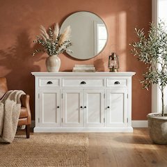 Halifax Classic White Buffet with 4 Doors 3 Drawers