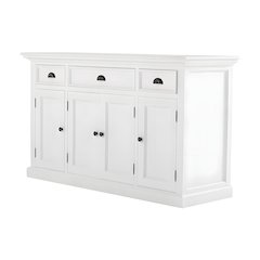 Mahogany Kitchen Buffet with Doors, Drawers, and Antique Brass Hardware