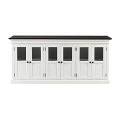 Halifax Contrast Classic White & Black Buffet with 6 Glass Doors