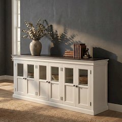 Halifax Contrast Classic White & Black Buffet with 6 Glass Doors