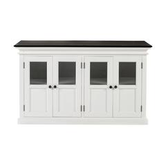 Halifax Contrast Classic White & Black Buffet with 4 Glass Doors