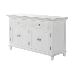 Mahogany and MDF Kitchen Buffet with Four Doors and Brass Hardware with Storage