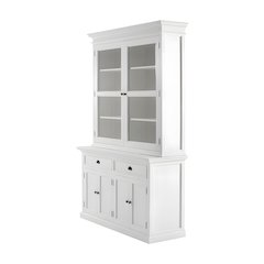 Mahogany Glass-Display Hutch with Bevelled Doors and Antique Brass Hardware