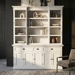 Halifax Classic White Kitchen Hutch Cabinet with 5 Doors 3 Drawers