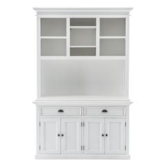 Halifax Classic White Buffet Hutch Unit with 2 Adjustable Shelves