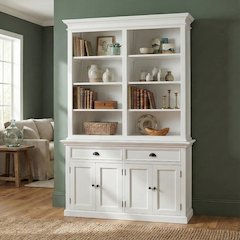 Halifax Buffet Hutch Unit with 8 Shelves, Classic White