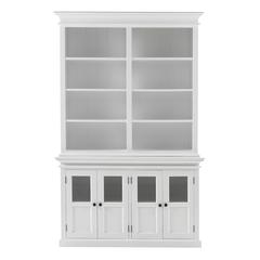 Halifax Classic White Hutch Unit with 4 Glass Doors