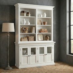 Halifax Classic White Hutch Unit with 4 Glass Doors