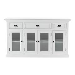 Classic White Buffet with Glass Doors and Drawers, Belen Kox