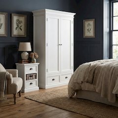 Halifax Classic White Bedside Storage Unit with Basket