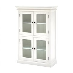 Mahogany Pantry Cabinet with Bevelled Glass Doors and Antique Brass Hardware