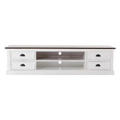 Halifax Accent White Distress & Deep Brown Large ETU with 4 drawers