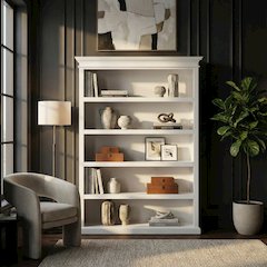 Halifax Bookcase with 5 Shelves, Classic White