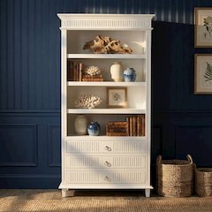 Skansen Bookcase with 3 Drawers, Classic White