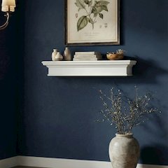 Halifax Classic White Floating Wall Shelf, Long