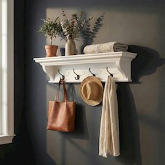 Halifax Classic White 4 Hook Coat Rack 70cm