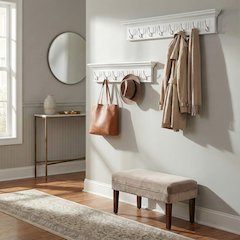 Skansen 8 Hook Coat Rack, Classic White