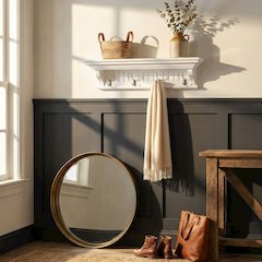 Skansen 4 Hook Coat Rack, Classic White