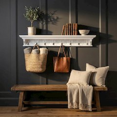 Skansen 8 Hook Coat Rack, Classic White