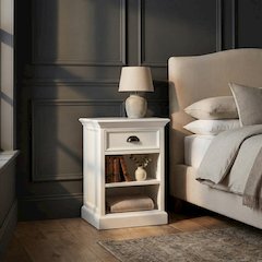 Halifax Classic White Bedside Table with Shelves