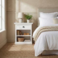 Halifax Grand Classic White Bedside Table with Shelves