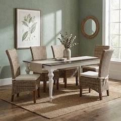 Provence Accent White Distress & Deep Brown Dining Table 240